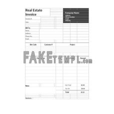 Real Estate fake Invoice Word and PDF template