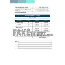 Real Estate Sales fake Invoice Word and PDF template