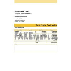 Real Estate Tax fake Invoice Word and PDF template