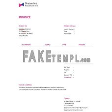 Recruitment Firm fake Invoice Word and PDF template