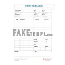 Restaurant Work Order fake Invoice Word and PDF template