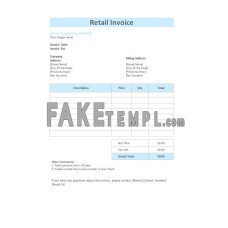 Retail fake Invoice Word and PDF template