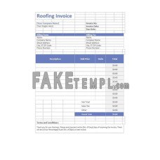 Roofing fake Invoice Word and PDF template