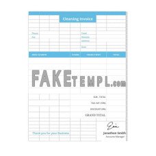 Sample Cleaning fake Invoice Word and PDF template