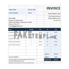 Sample Cleaning Service fake Invoice Word and PDF template