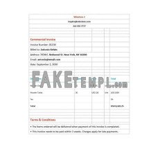 Sample Commercial fake Invoice Word and PDF template