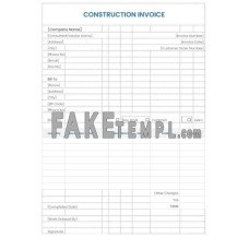 Sample Construction fake Invoice Word and PDF template