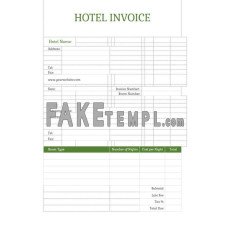 Sample Hotel fake Invoice Word and PDF template