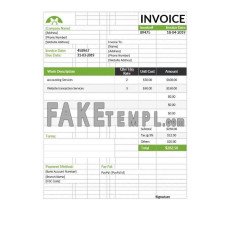 Sample Hourly fake Invoice Word and PDF template