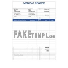 Sample Medical fake Invoice Word and PDF template