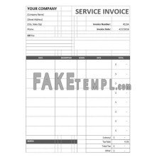 Sample Service fake Invoice Word and PDF template