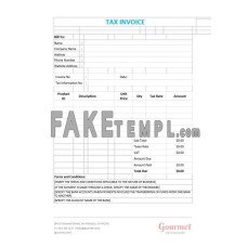 Sample Tax fake Invoice Word and PDF template