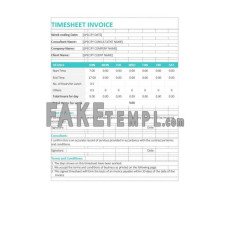 Sample Timesheet fake Invoice Word and PDF template