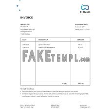 Scuba Diving School fake Invoice Word and PDF template