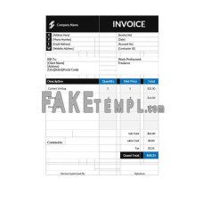 Self Employment Contractor fake Invoice Word and PDF template