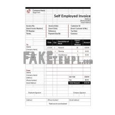 Self Employment Hourly fake Invoice Word and PDF template