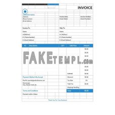 Simple Estimate fake Invoice Word and PDF template