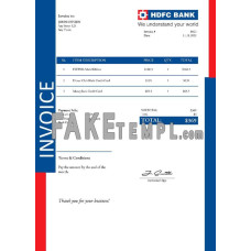 USA HDFC fake Invoice Word and PDF template