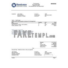 USA Handyman Home Service Company fake Invoice Word and PDF template