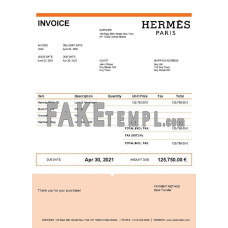 USA Hermes fake Invoice Word and PDF template