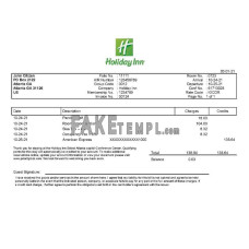 USA Holiday Inn InterContinental Hotels Group fake Invoice Word and PDF template