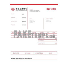 USA ICBC fake Invoice Word and PDF template