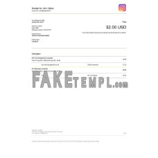 USA Instagram fake Invoice Word and PDF template