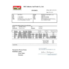 USA MEC Industry and Trade Co fake Invoice Word and PDF template