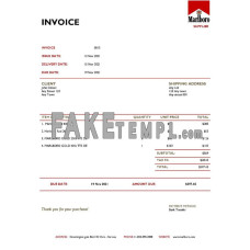 USA Marlboro fake Invoice Word and PDF template