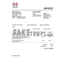 USA Max Keyboard Company fake Invoice Word and PDF template