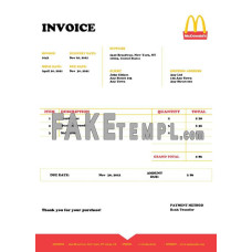 USA Mcdonald’s fake Invoice Word and PDF template