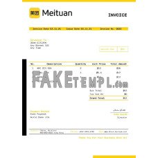 USA Meituan fake Invoice Word and PDF template