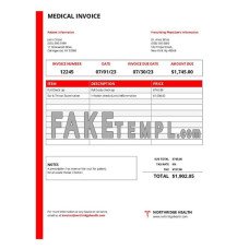 USA New York Northridge Health Center medical fake Invoice Word and PDF template