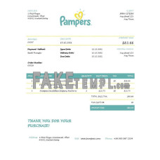 USA Pampers fake Invoice Word and PDF template