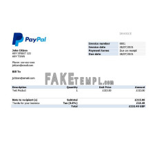 USA PayPal fake Invoice Word and PDF template