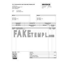 USA R.K. Fragrances DBA Perfume Americana fake Invoice Word and PDF template