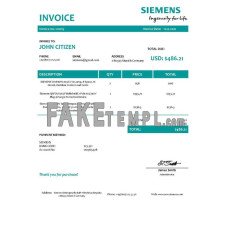 USA Siemens fake Invoice Word and PDF template