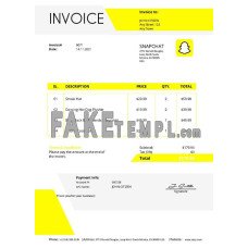 USA Snapchat fake Invoice Word and PDF template