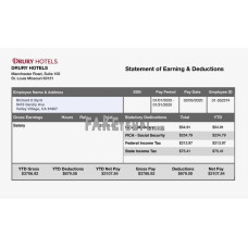 DRURY HOTELS fake earnings statement Word and PDF template