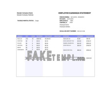 EMPLOYEE fake earnings statement Word and PDF template, version 8