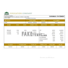 Education company fake payslip Word and PDF template