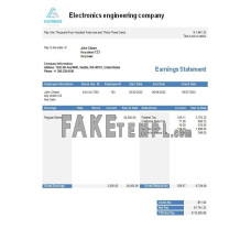 Electronics engineering company fake earning statement Word and PDF template