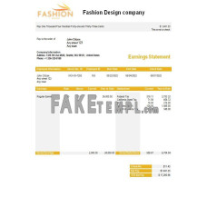 Fashion design company fake payslip Word and PDF template