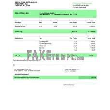 Pepsi Cola bottling co fake earnings statement Word and PDF template