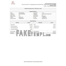 Presston Engineering Corporation fake pay stub Word and PDF template