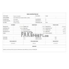 Rossi Construction Inc fake pay stub Word and PDF template