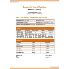 Royal Inn company fake pay stub Word and PDF template