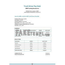 SMB trucking services Inc. fake pay stub Word and PDF template