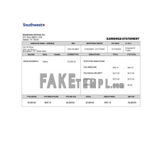 SOUTHWEST AIRLINES CO fake earnings statement Word and PDF template