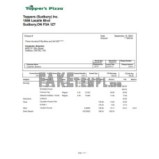 Topper's Pizza fake pay stub Word and PDF template